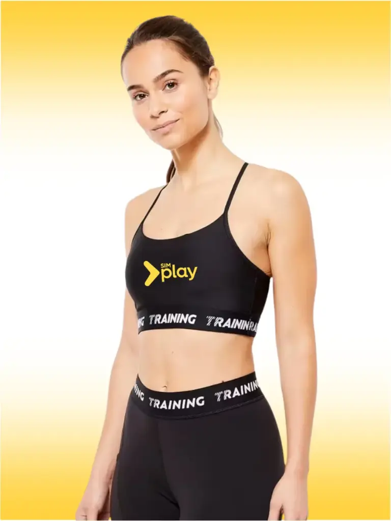 Reggiseno sportivo donna palestra traspirante sostegno leggero nero simplay