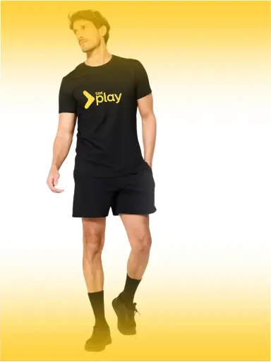 T-shirt nera uomo palestra SPORTEE 100 regular fit cotone simplay